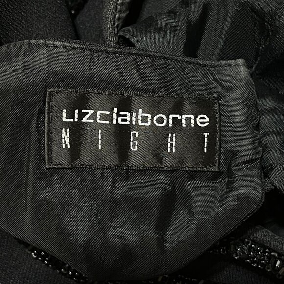 Liz Claiborne NIGHT Evening Gown Dress Maxi Black Beaded Neck Size 4 (READ) - Picture 3 of 10